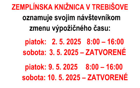 OZNAM o zmene výpožičného času